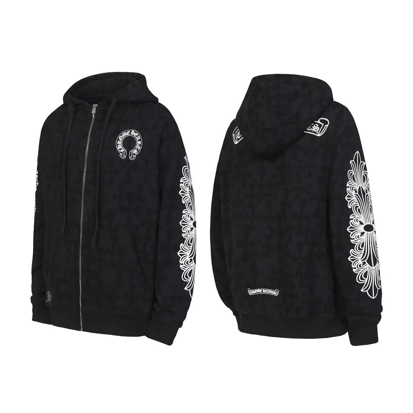 P290 K03 model This model is different from the k20 printing cross-border model. If you are pursuing quality, please do not place an order - Chrome Hearts/Chrome Hearts Sanskrit dark pattern all-over printed cross ✝️ Printed zipper sweatshirt cardigan jacket - High weight, high density and high quality. The wool is soft, delicate and skin-friendly. Soft and silky to the touch. Excellent warmth and skin-friendly properties - Custom-woven and custom-dyed, no color difference, no matter the fabric or workmanship details, beat the ordinary version on the market. -Hardware zipper accessories are all customized with full details -Colour: black -Size: S M L XL
